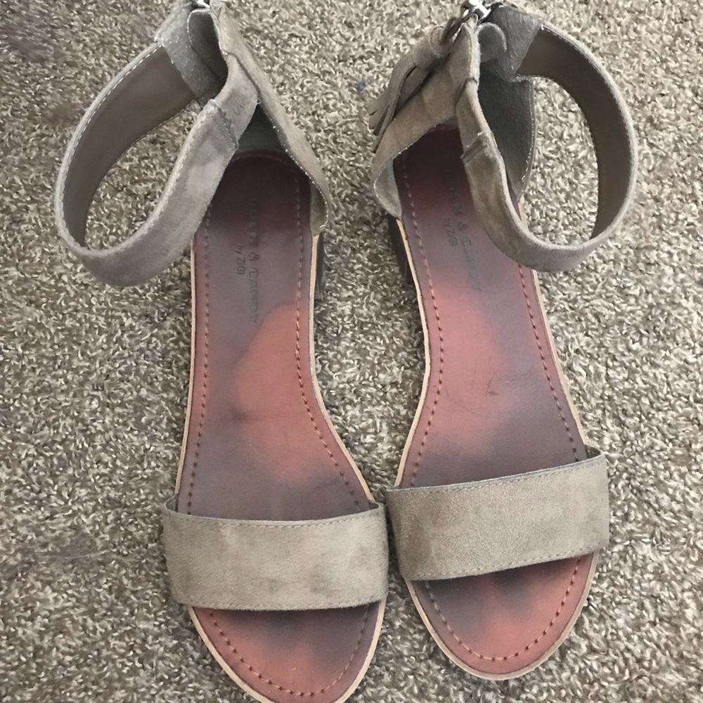Olive green low heel shoes